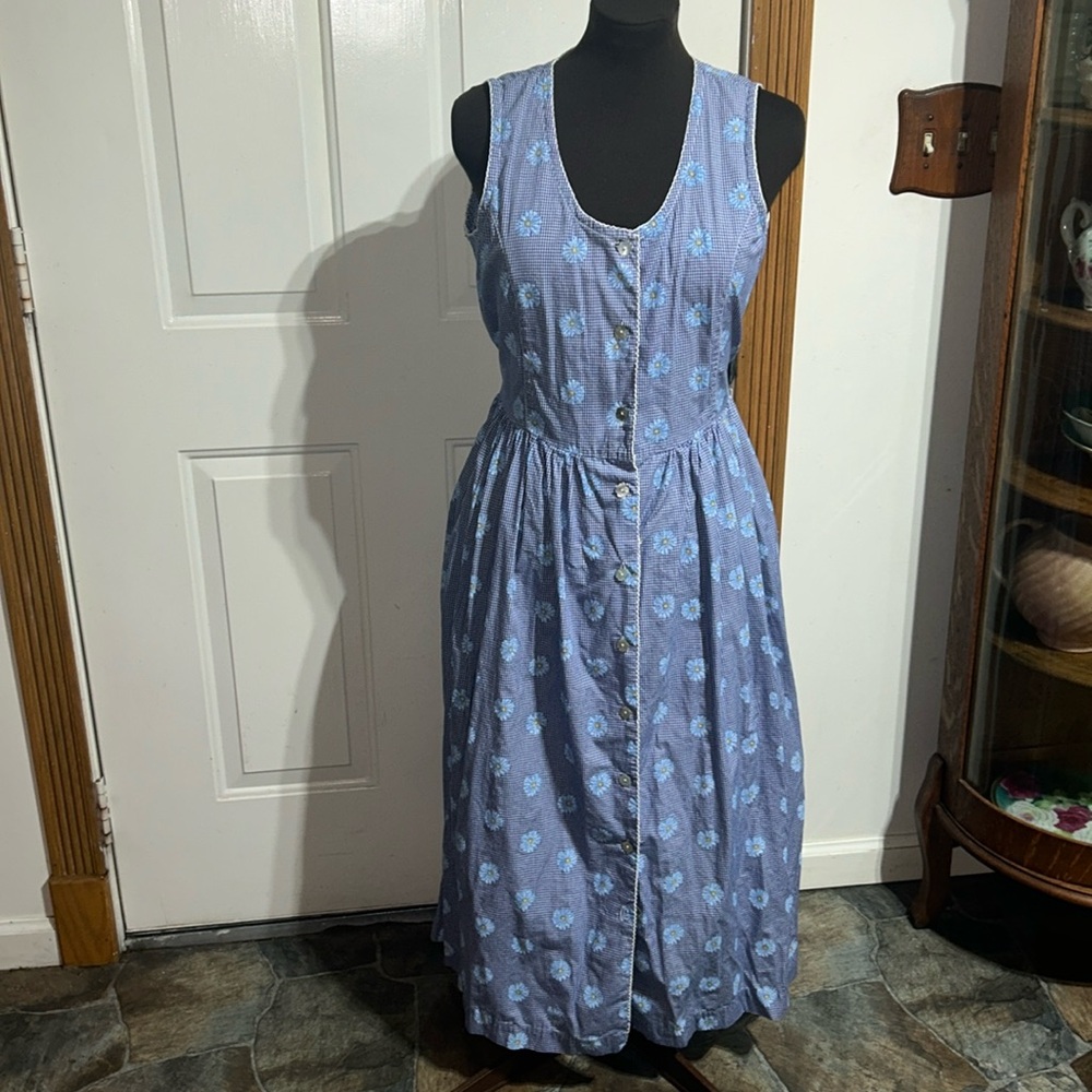 Blue Floral Sleeveless Dress